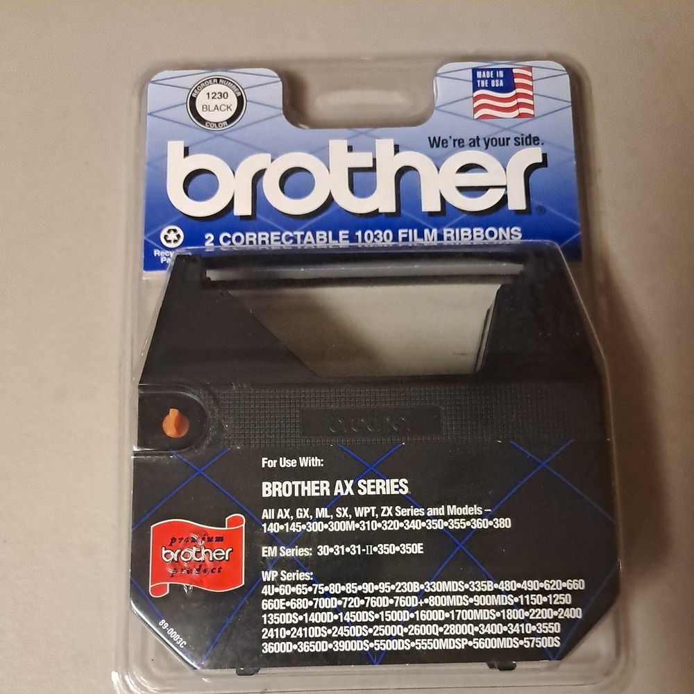Brother 1230 Correctable 1030 Film Ribbon Black 2 Pack OEM Genuine Sealed.